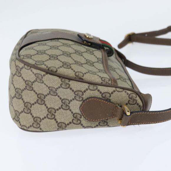 GUCCI GG Supreme Web Sherry Line Bag PVC Beige Gold 89 02 032 Auth 150998 - Picture 4 of 16